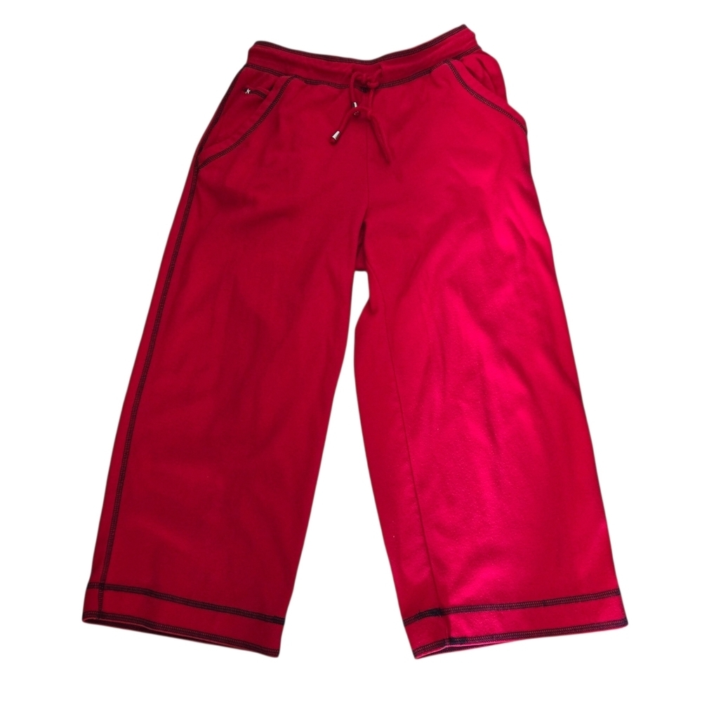 White Stag Womens S (4/6) Red Wide Leg Capris Pants Drawstring Waist Super Soft